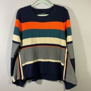 Anthropologie - Le Fee Verte color block/stripe zip sweater